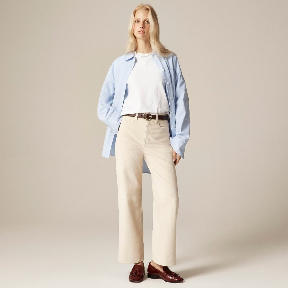 J. Crew High-rise slim demi-boot pant in corduroy ivory NWT!